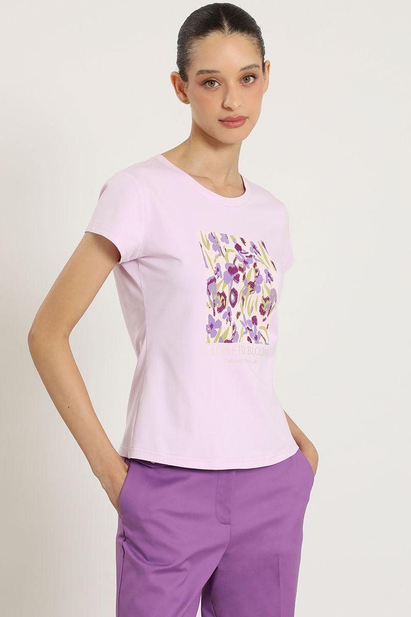 Polera estampado, aplicacion strass, lila Liola-5