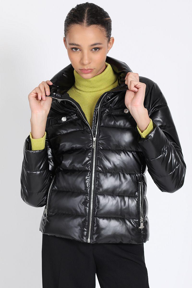 Parka Corta Metalizada, Negro Liola-0