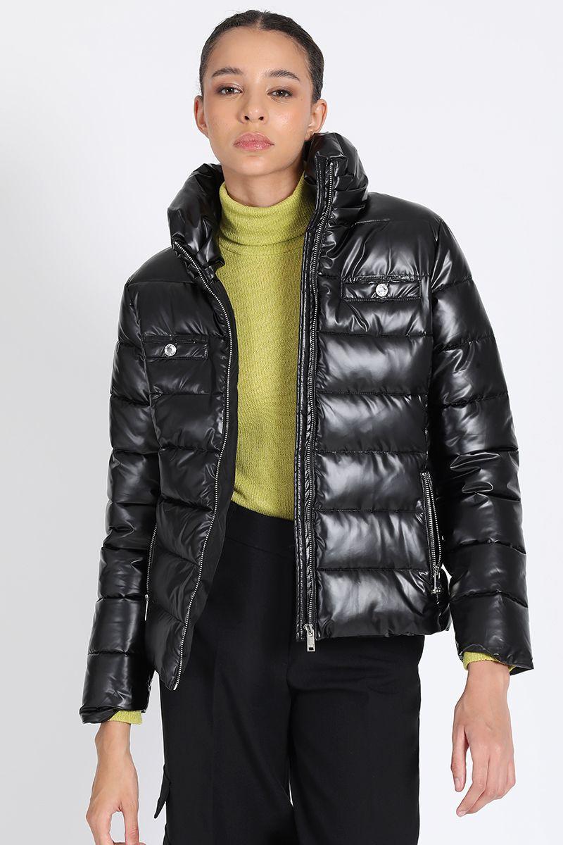 Parka Corta Metalizada, Negro Liola-2