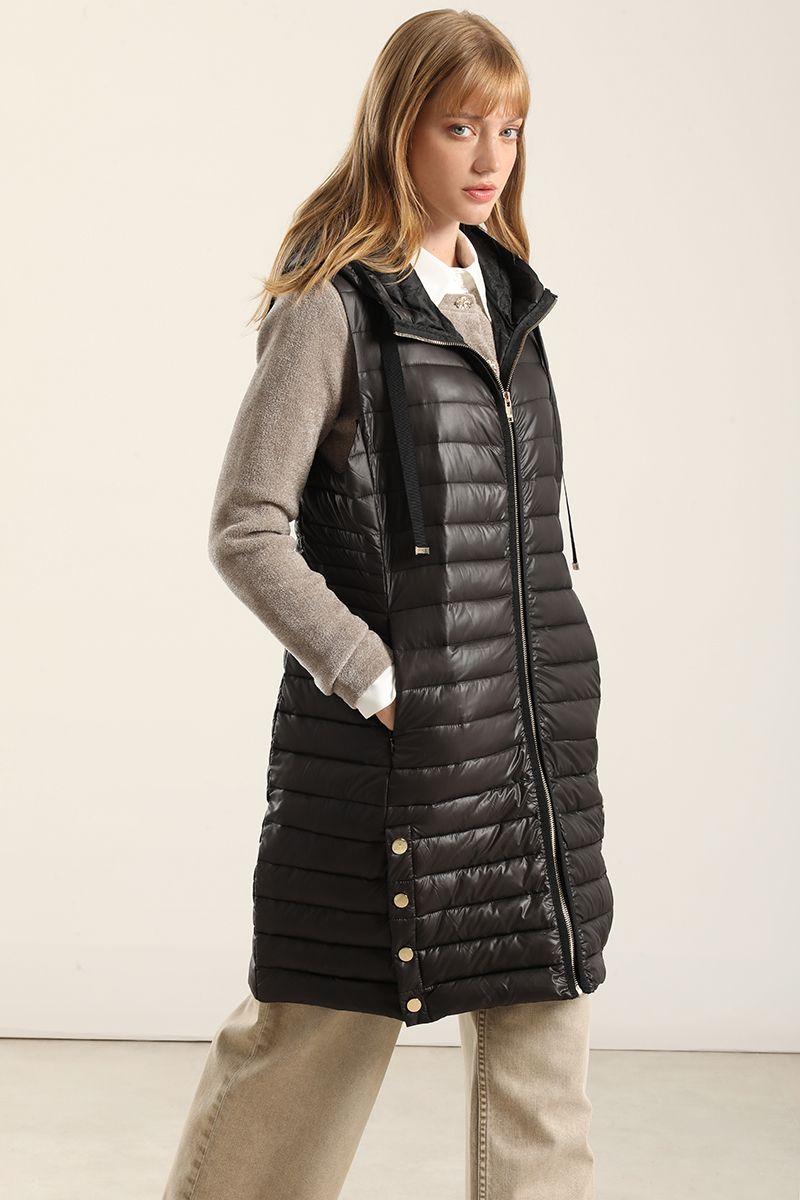 Parka Larga Acolchada, Negro Liola-2