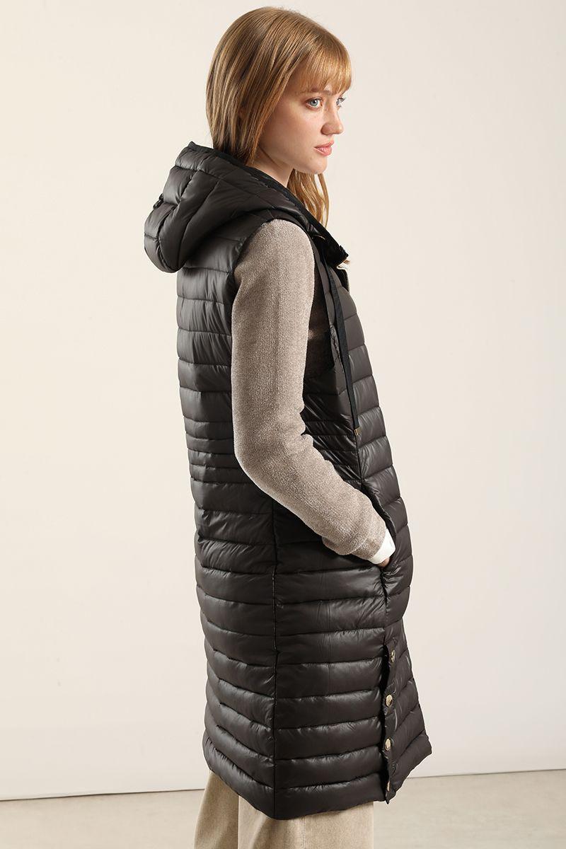 Parka Larga Acolchada, Negro Liola-3