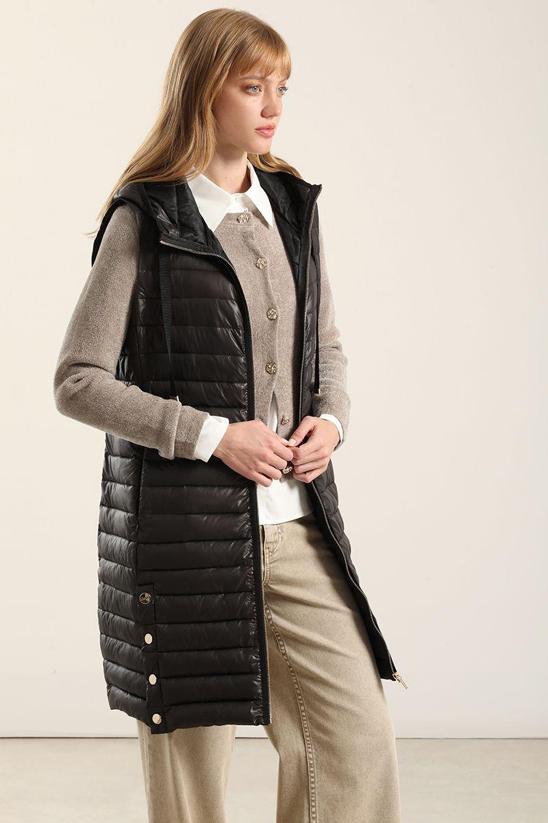 Parka Larga Acolchada, Negro Liola-4