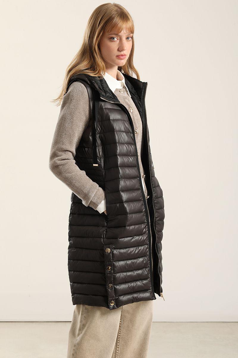 Parka Larga Acolchada, Negro Liola-5