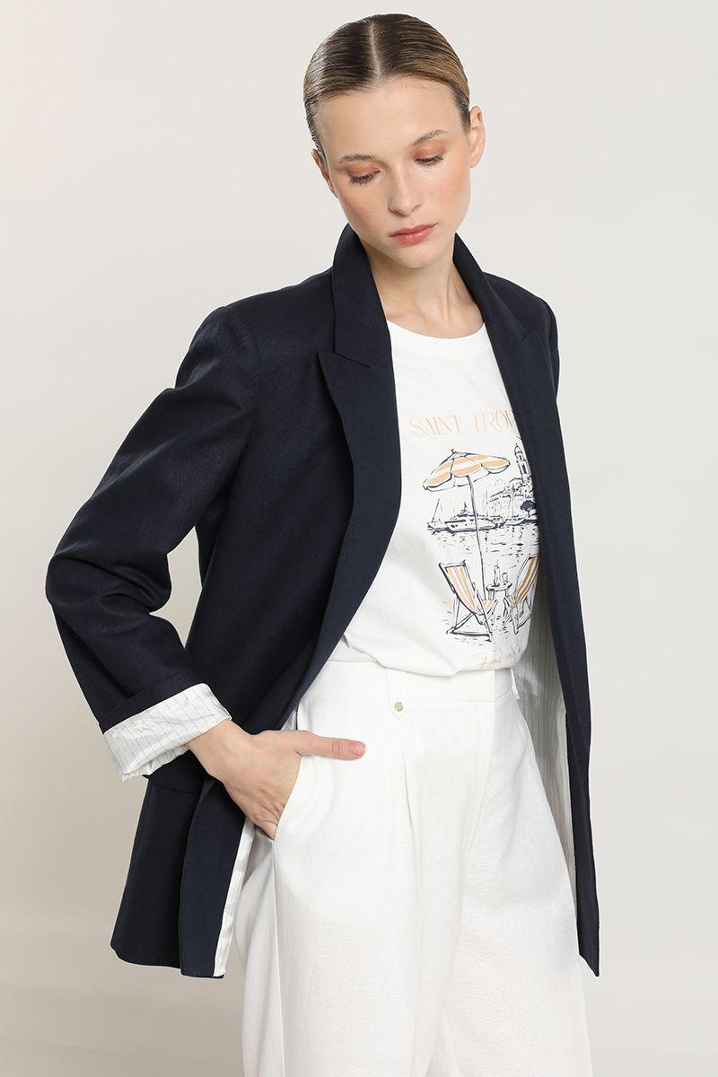 Blazer con forro contraste, azul Liola-4