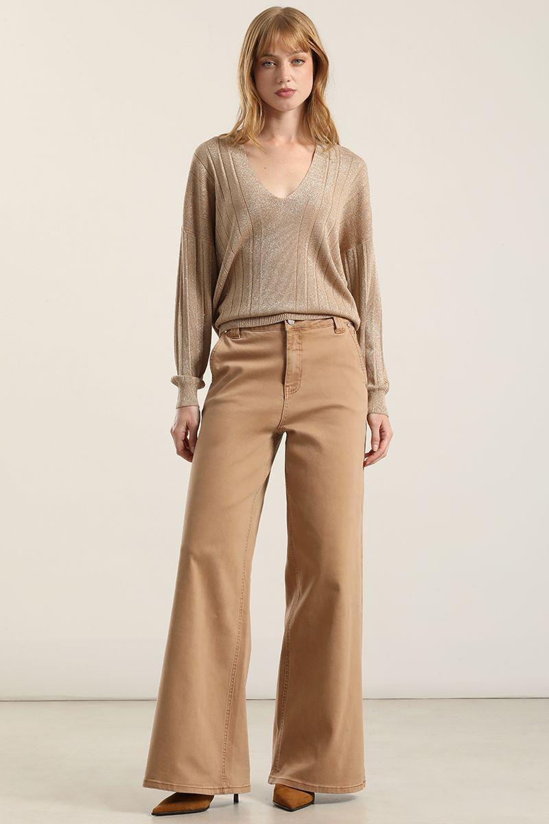 Jeans color palazzo, camel Liola-0