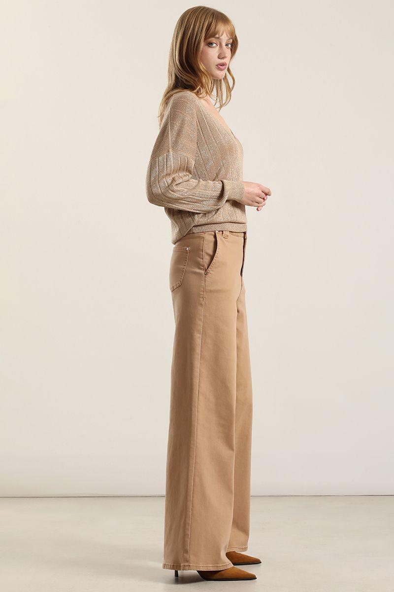 Jeans color palazzo, camel Liola-1