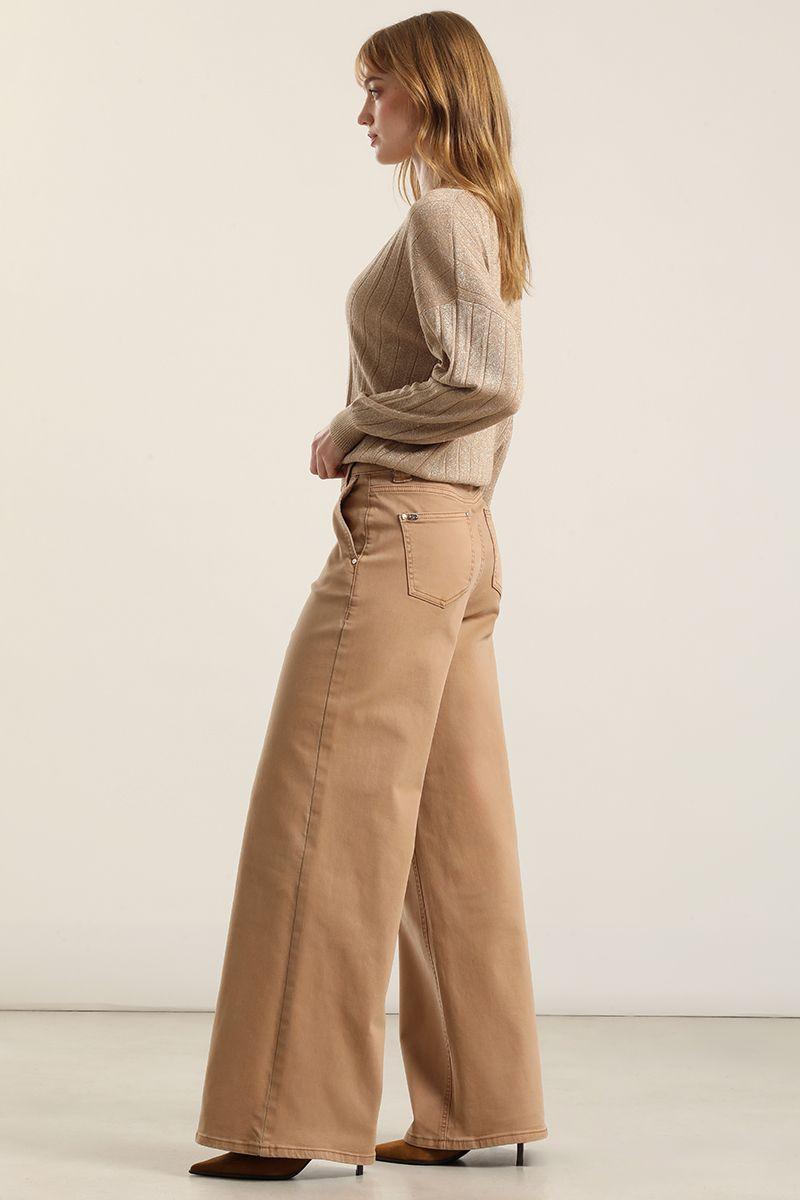 Jeans color palazzo, camel Liola-4