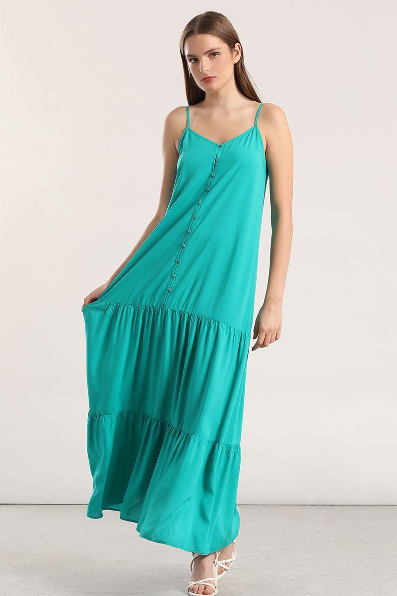 Vestido maxi mujer Liola turquesa-0
