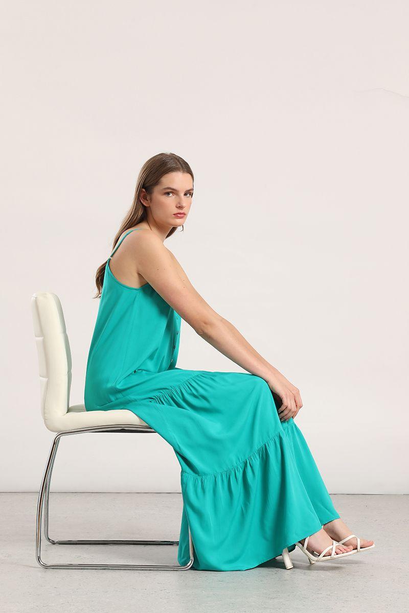 Vestido maxi mujer Liola turquesa-5