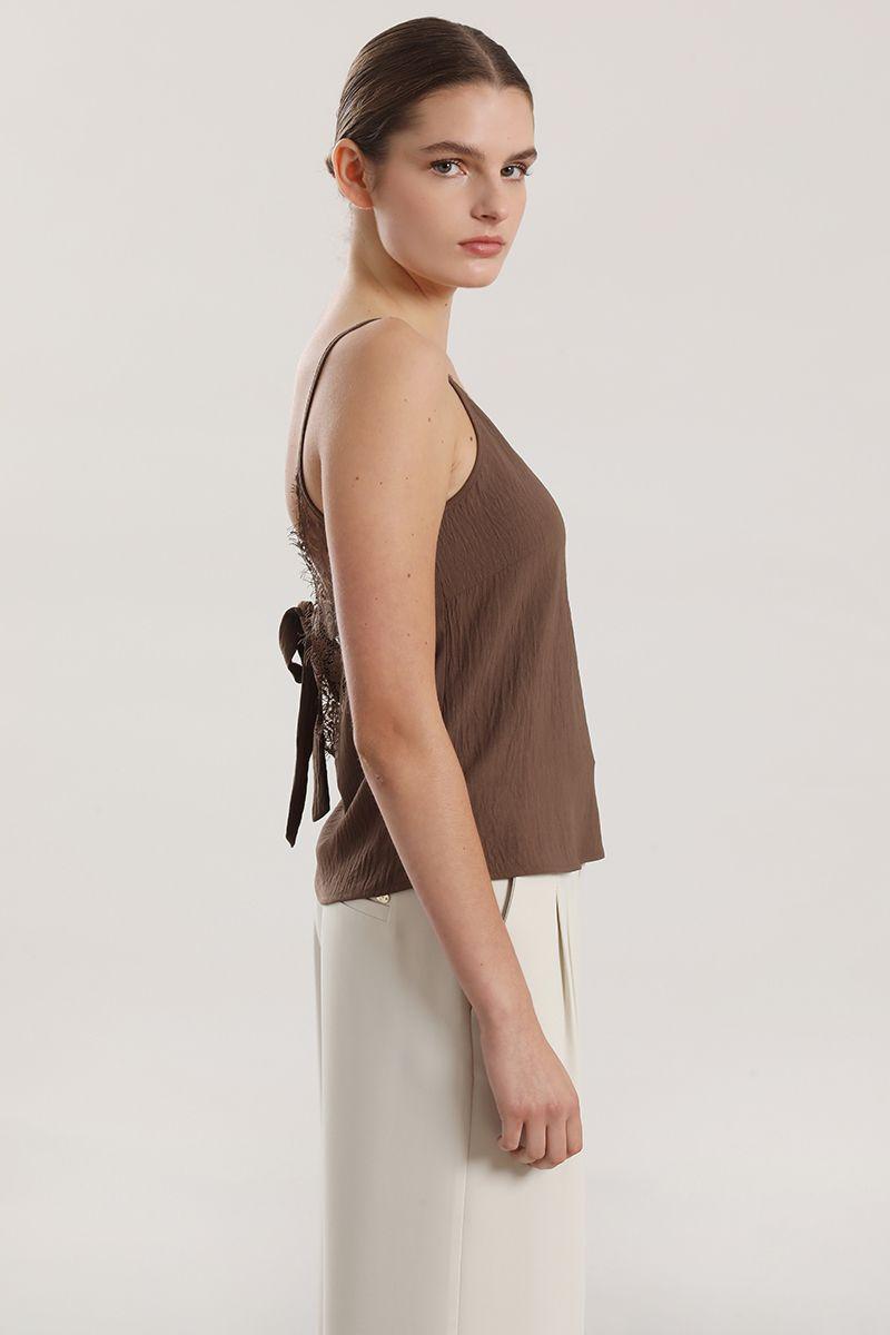 Top lencero lazo mujer Liola chocolate-3