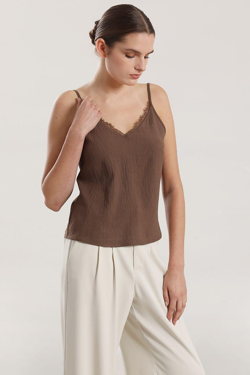 Top lencero lazo mujer Liola chocolate-4