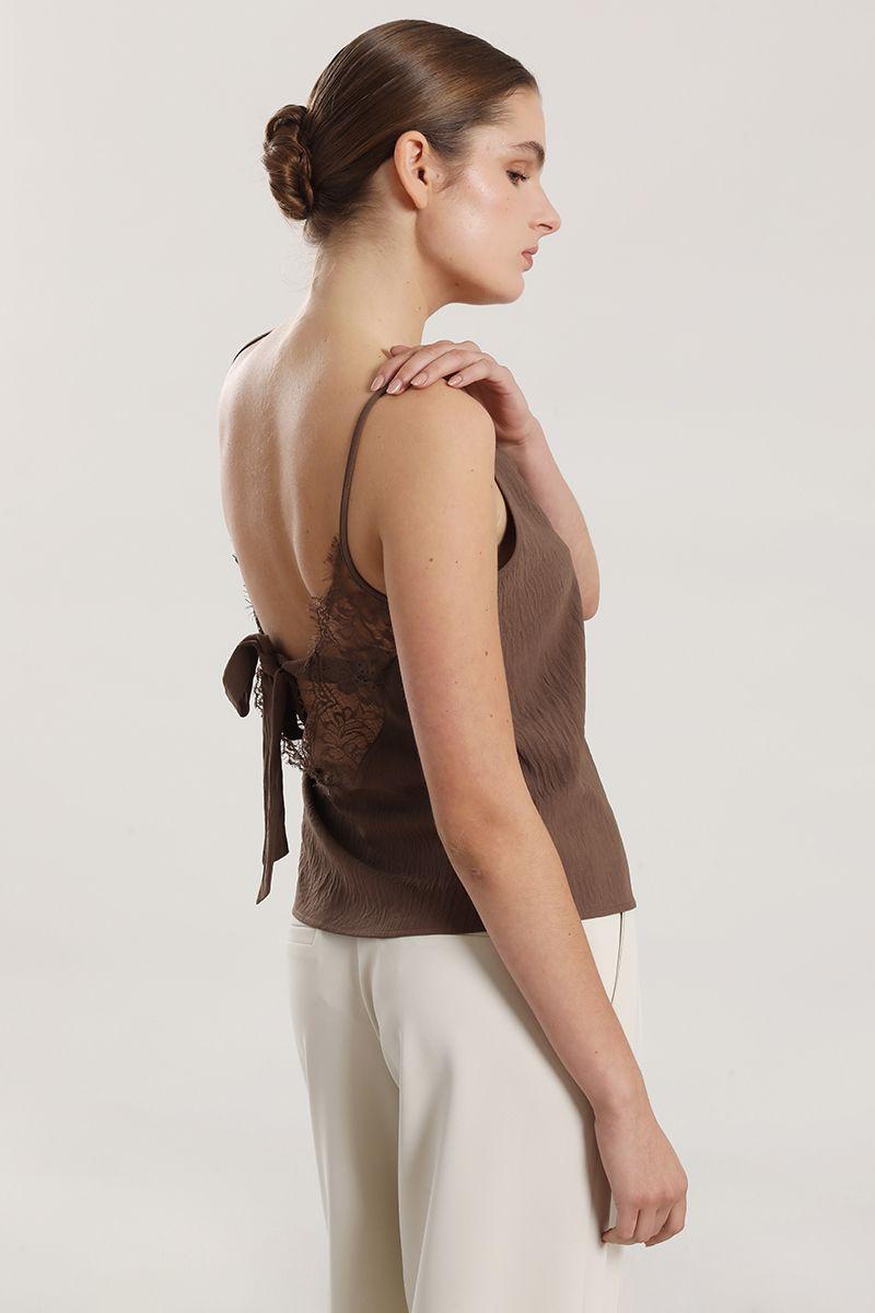 Top lencero lazo mujer Liola chocolate-5