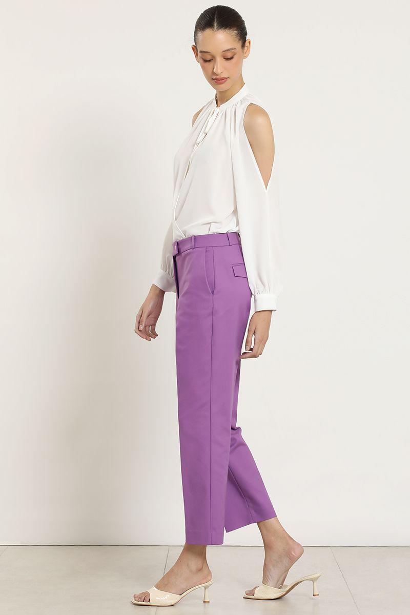 Pantalon sastre, tiro alto, violeta Liola-4