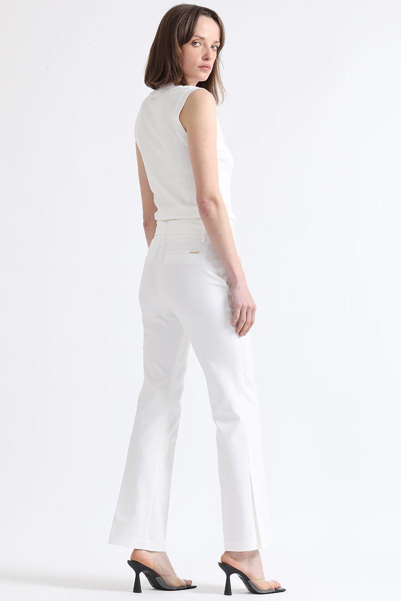 Pantalon Flare, Tiro Medio, Con Cinturon, Crudo Liola-4