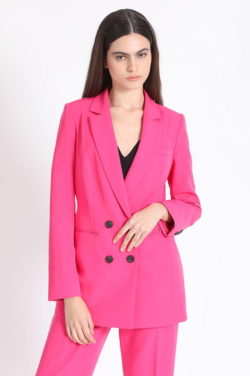 Blazer Largo Cruzado Fucsia Liola-0