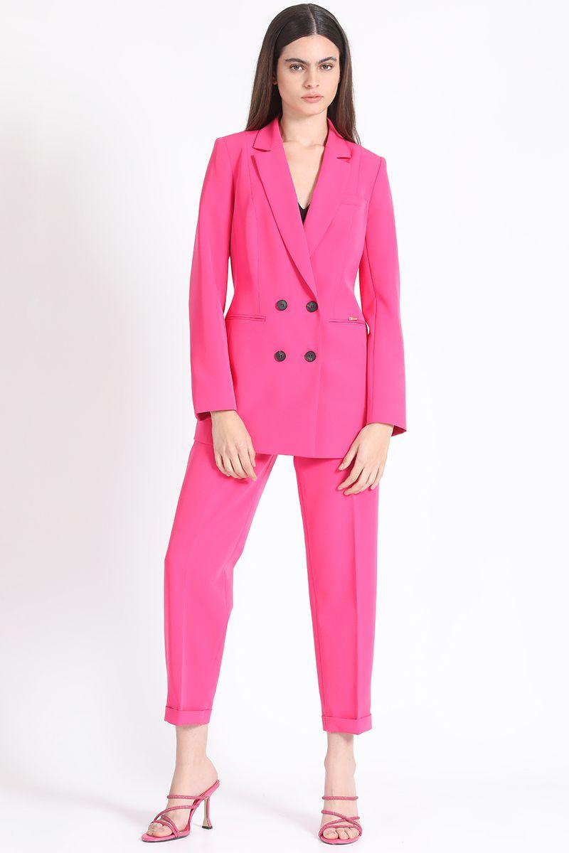 Blazer Largo Cruzado Fucsia Liola-1