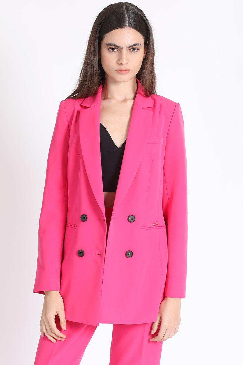 Blazer Largo Cruzado Fucsia Liola-2