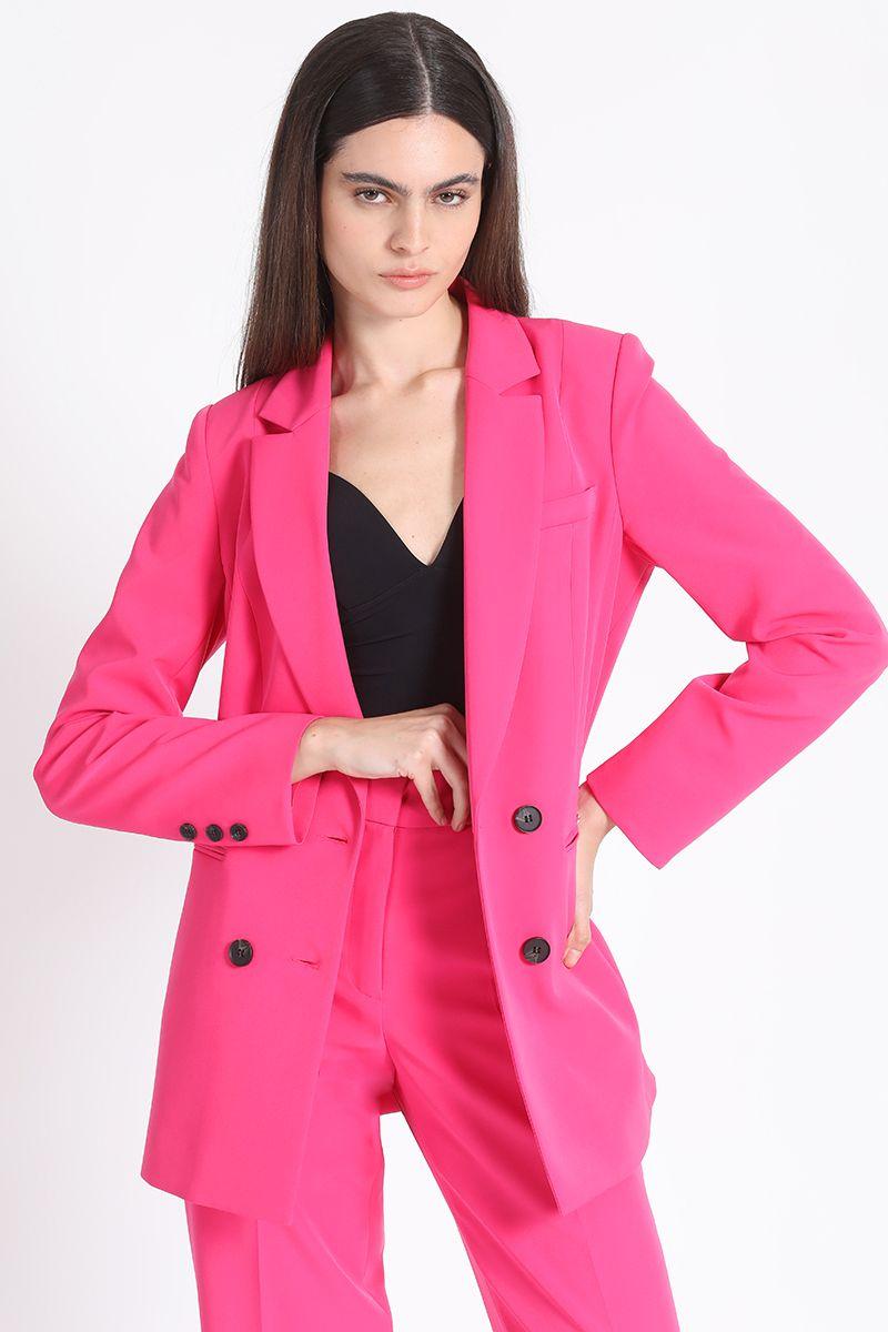 Blazer Largo Cruzado Fucsia Liola-5