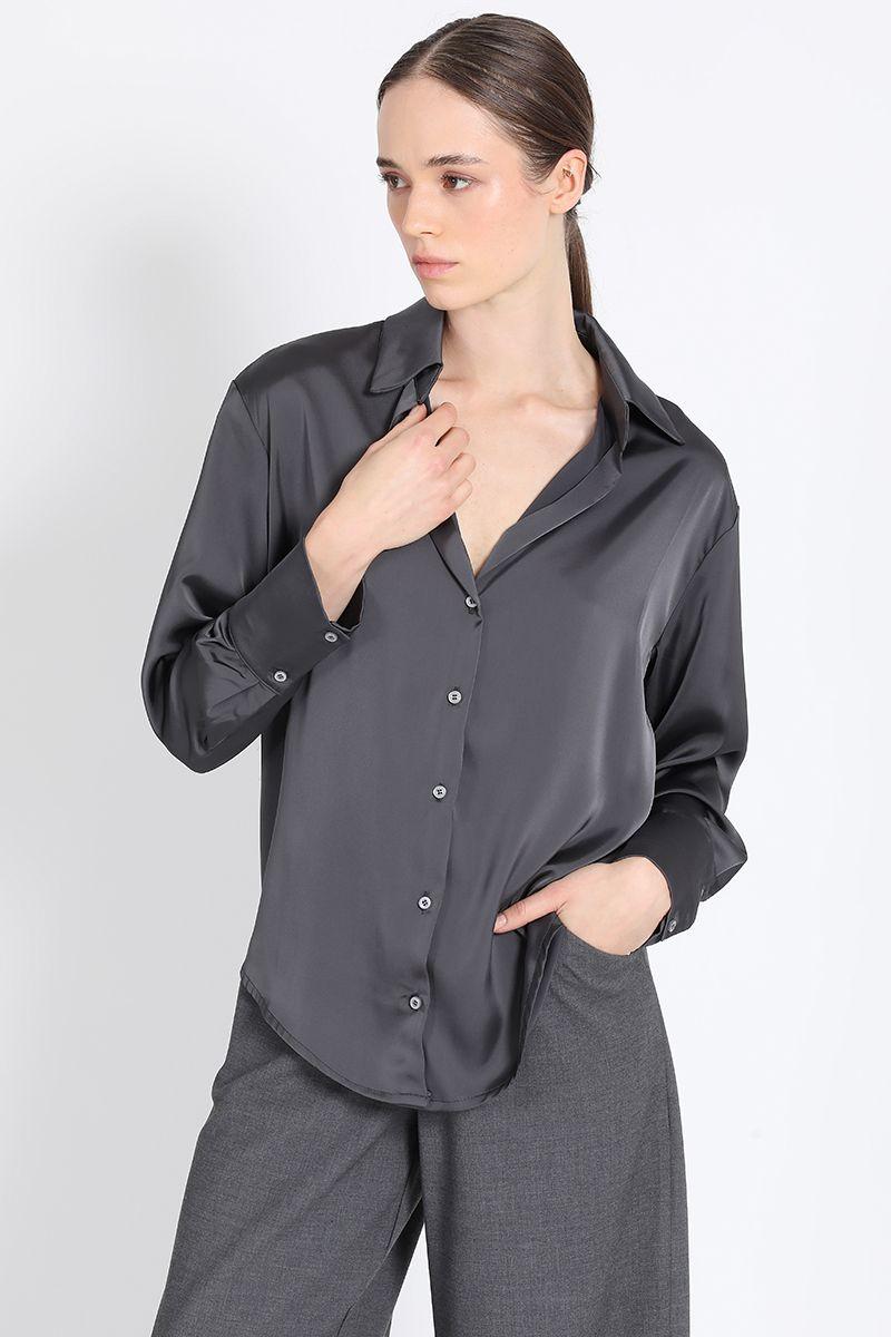 Blusa Camisera Satin Negro Liola-3