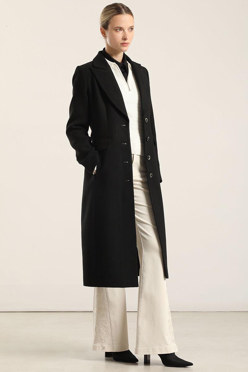 Abrigo Largo Lazada, Muflon Negro Liola-6