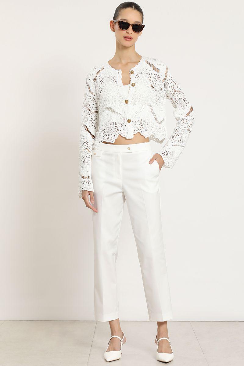Cardigan punto, macrame fantasia, crudo Liola-3