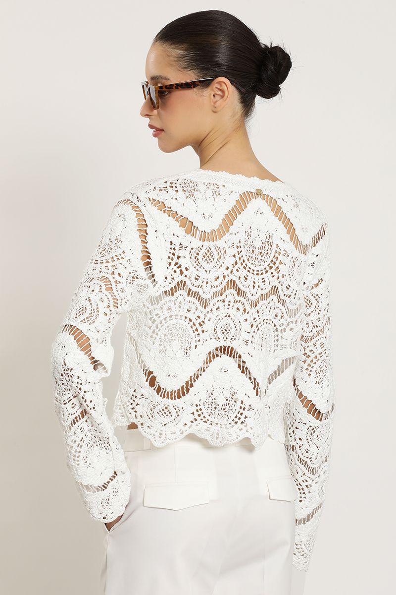 Cardigan punto, macrame fantasia, crudo Liola-6