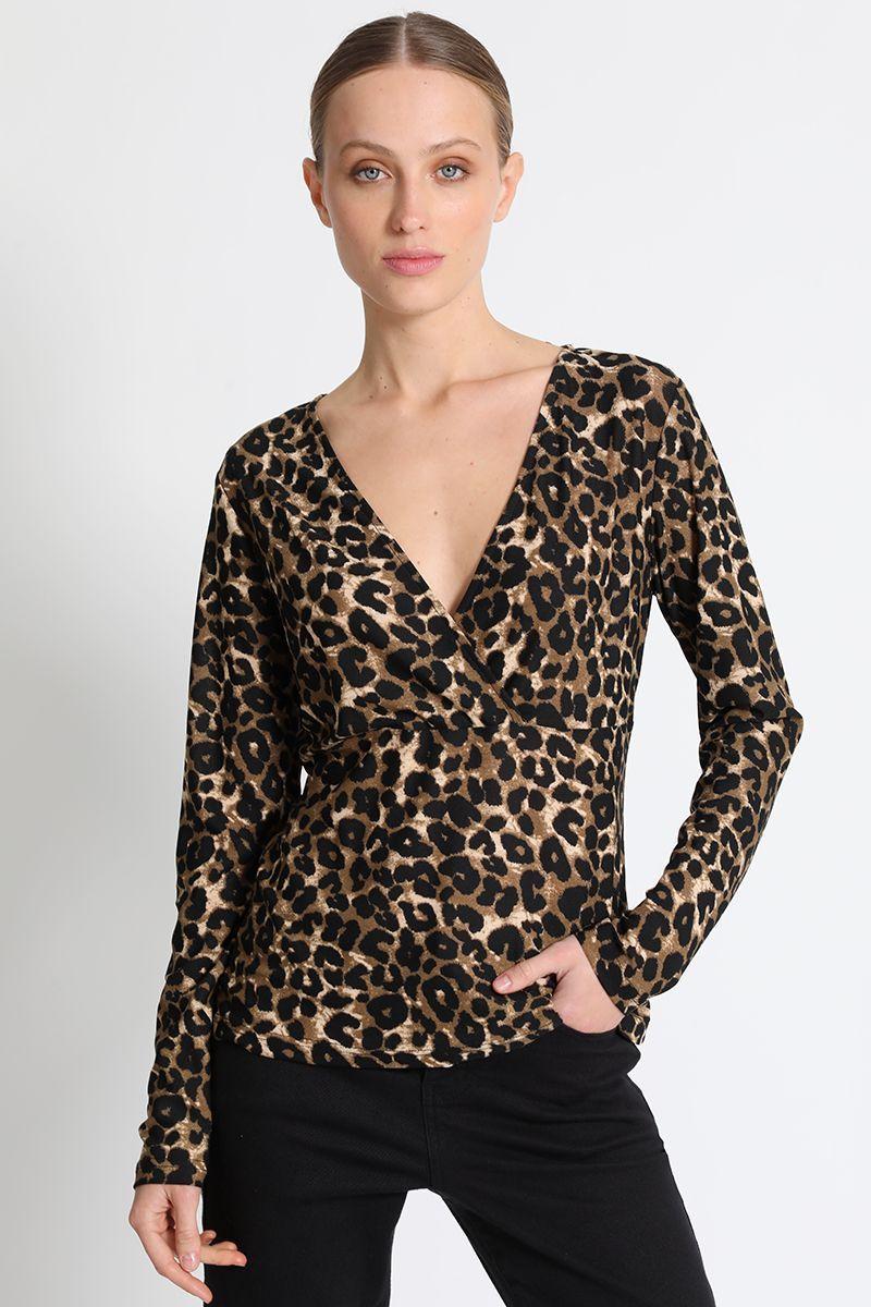 Polera Estampada Leopardo Negro Liola-0