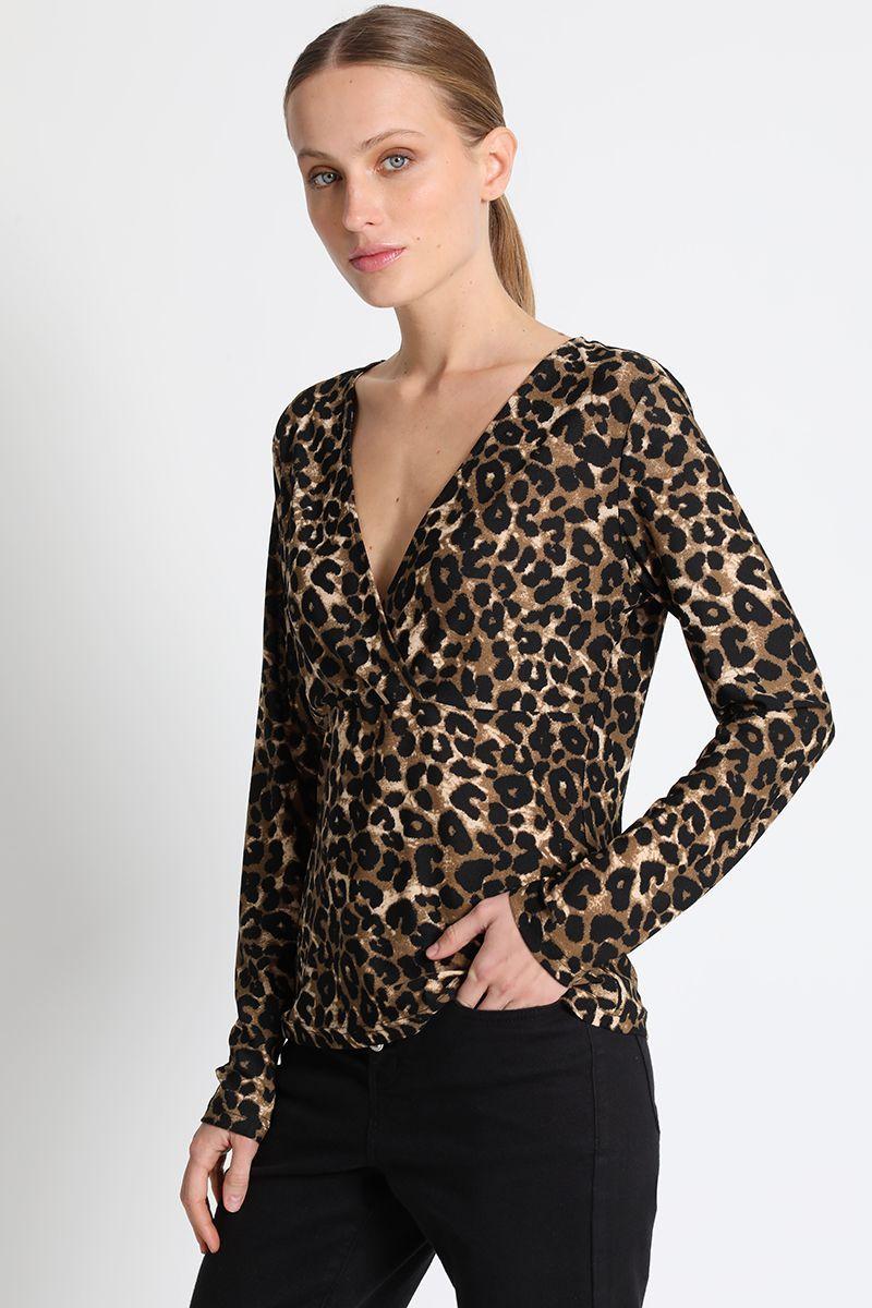 Polera Estampada Leopardo Negro Liola-2