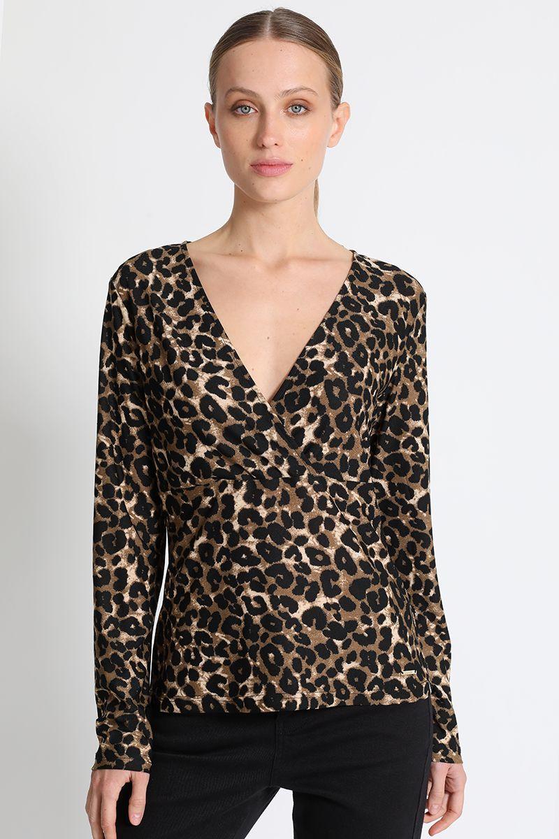 Polera Estampada Leopardo Negro Liola-3