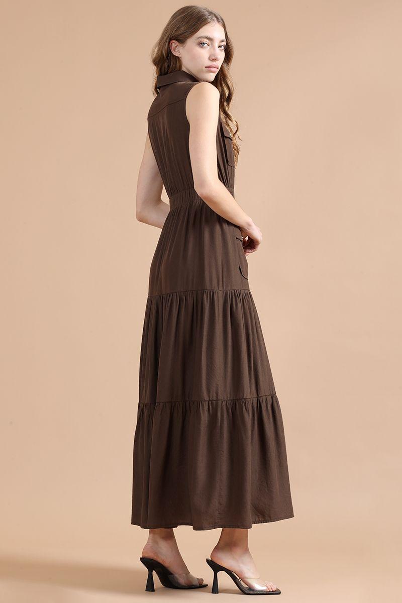 Vestido Maxi Cargo, Camel Liola-4