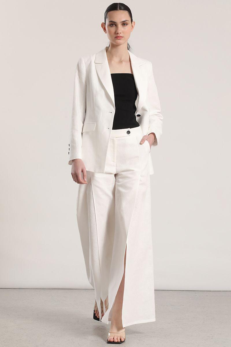 Pantalón ancho lino abertura liola mujer crudo-1