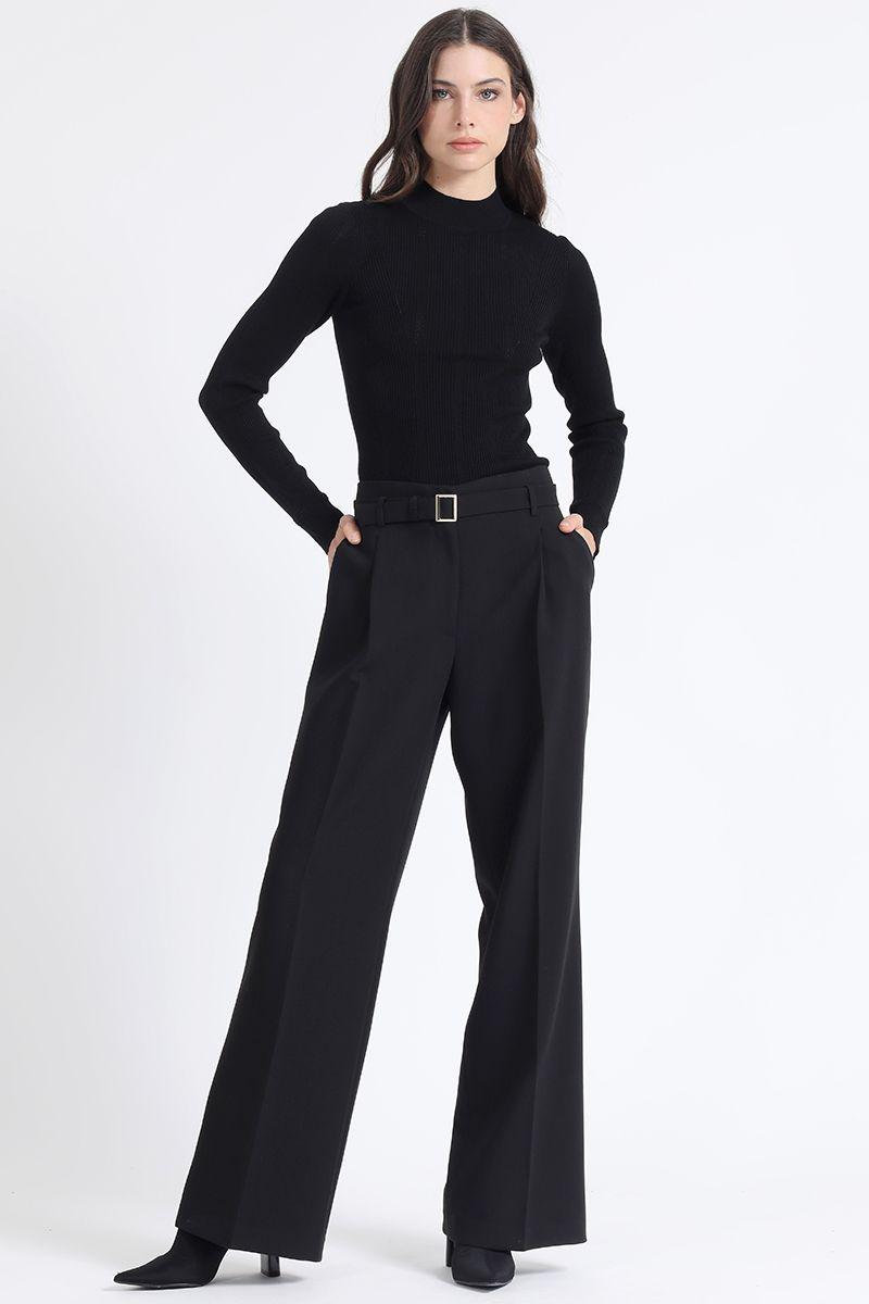 Sweater Tejido Punto Basico, Negro Liola-1