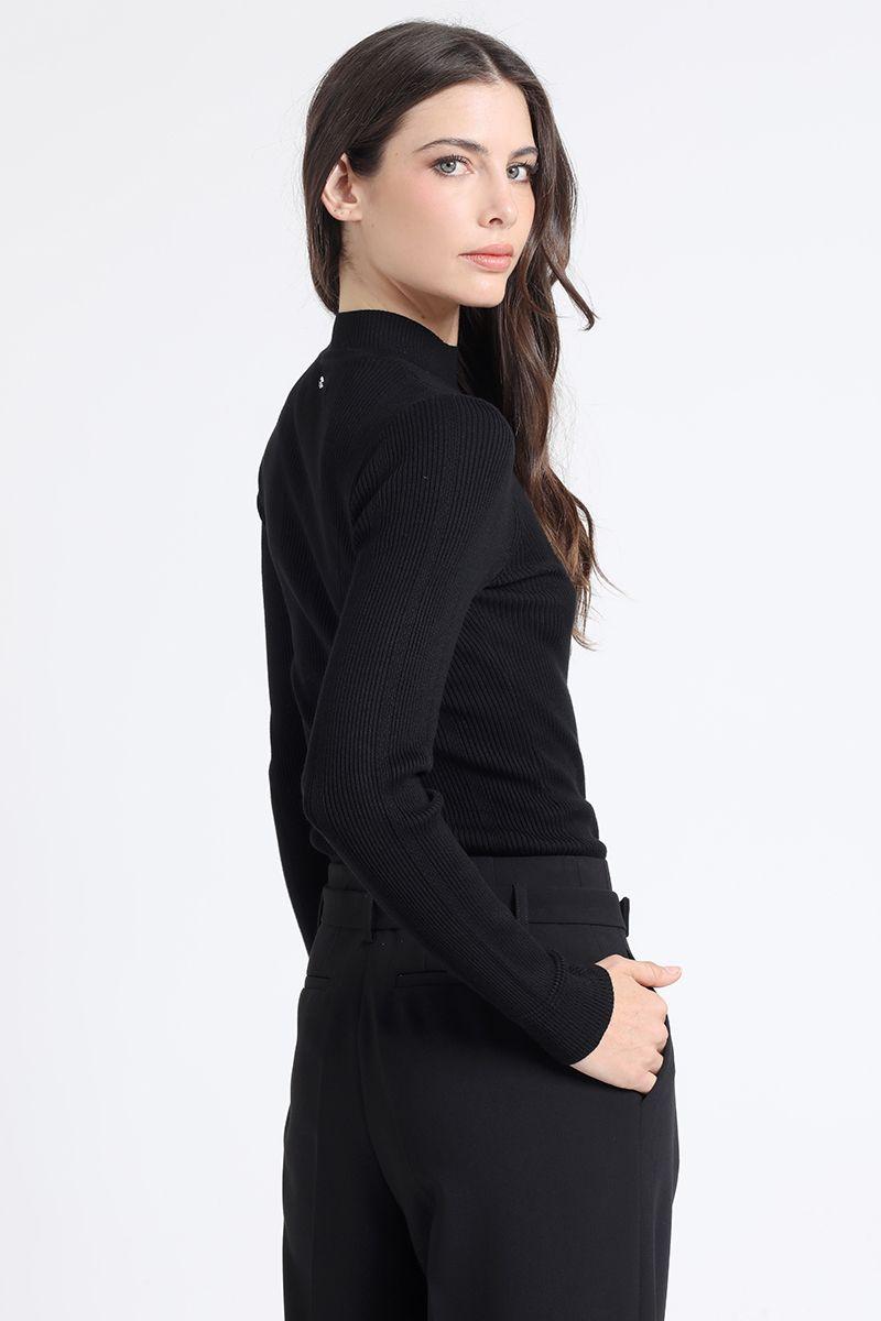 Sweater Tejido Punto Basico, Negro Liola-5