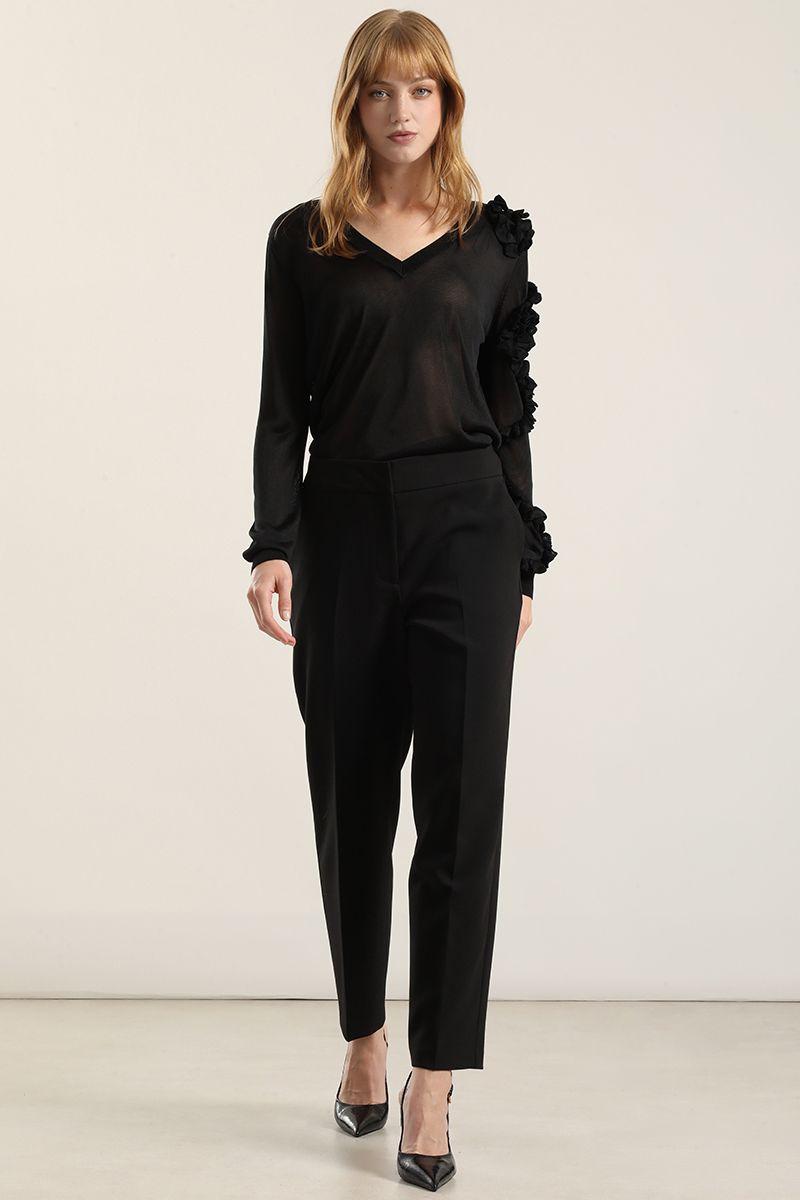 Pantalón sastre, tiro alto, negro Liola-4