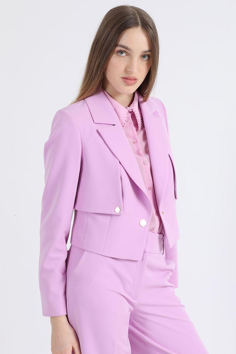 Blazer Cropped Tipo Trench, Lila Liola-4