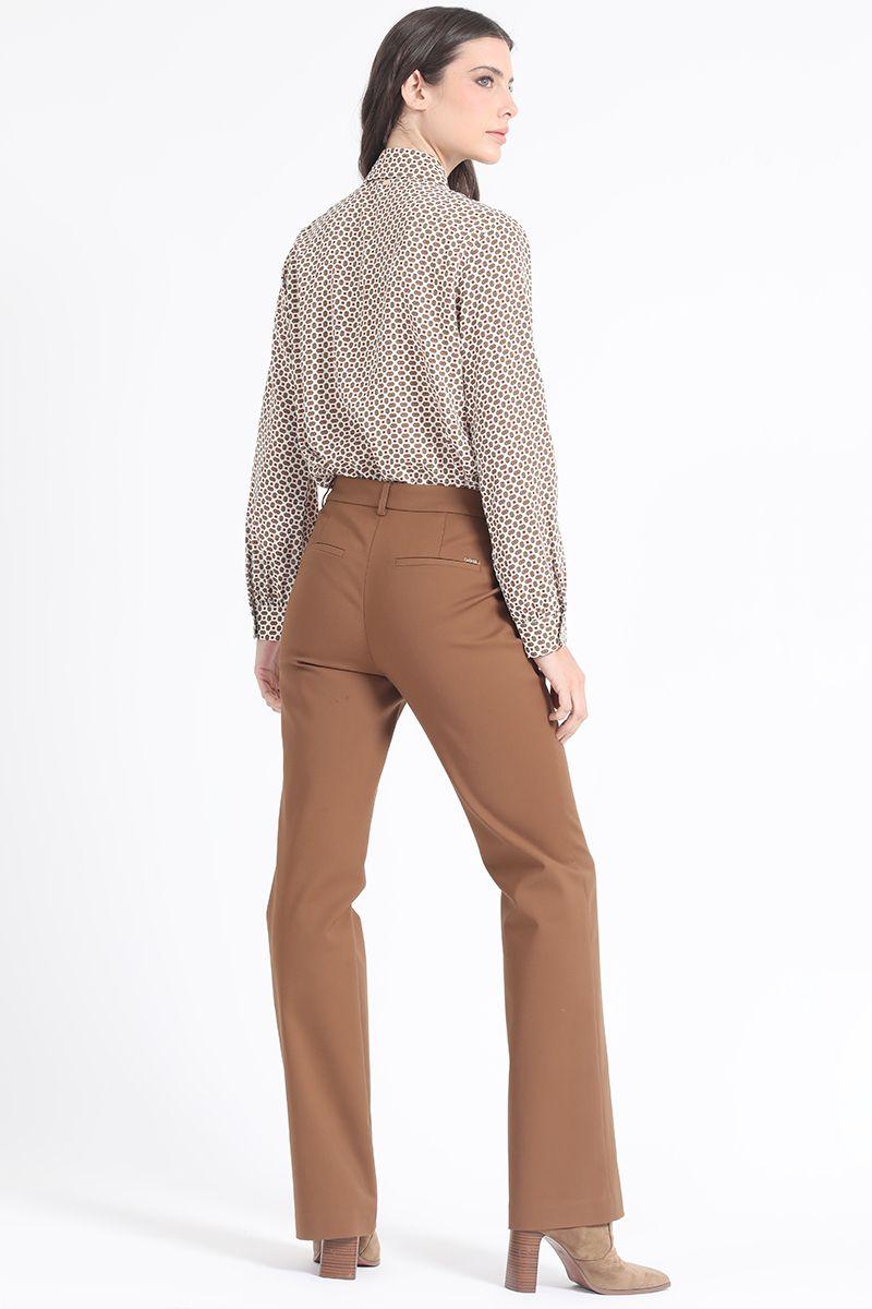Pantalon Flare, Tiro Medio, Chocolate Liola-2