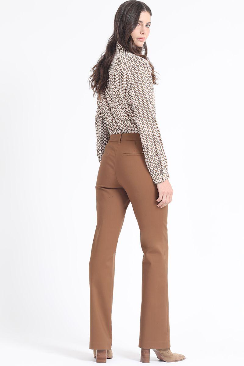 Pantalon Flare, Tiro Medio, Chocolate Liola-4