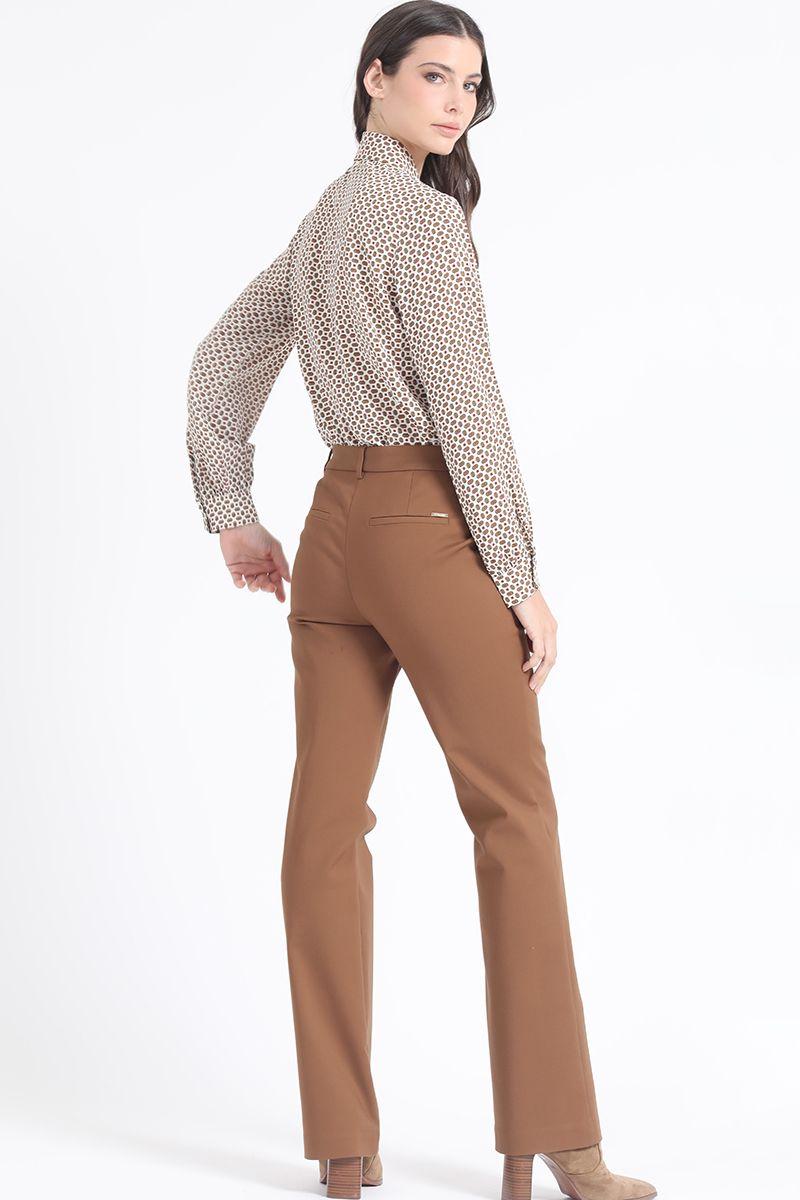 Pantalon Flare, Tiro Medio, Chocolate Liola-5