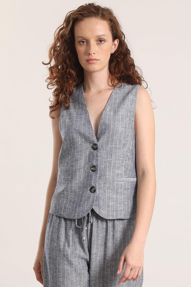 Chaleco sastre rayas liola mujer azul-2