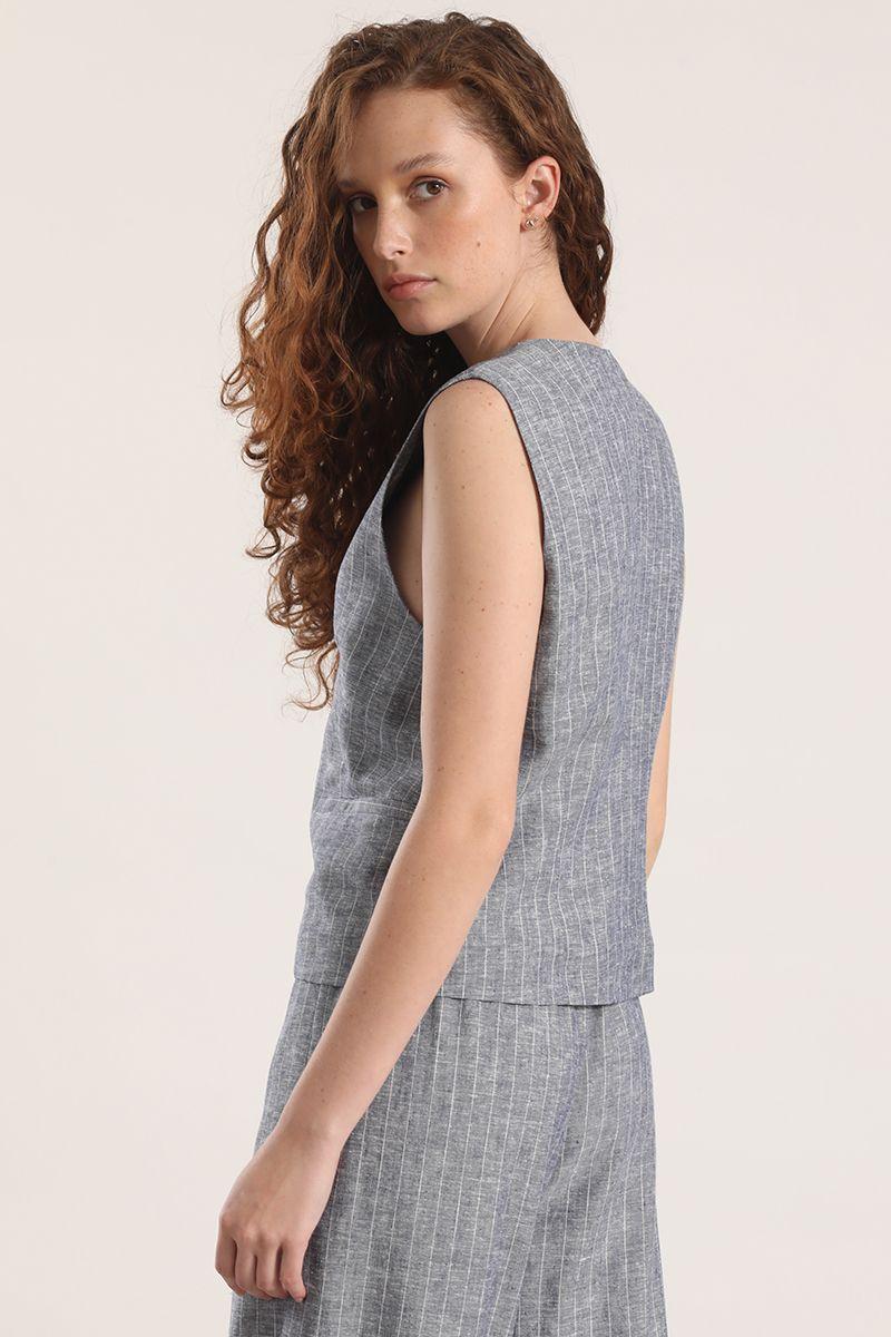 Chaleco sastre rayas liola mujer azul-5