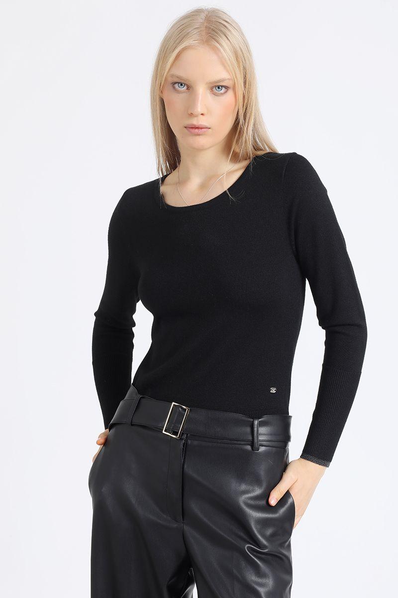 Sweater Basico Punto, Negro Liola-4