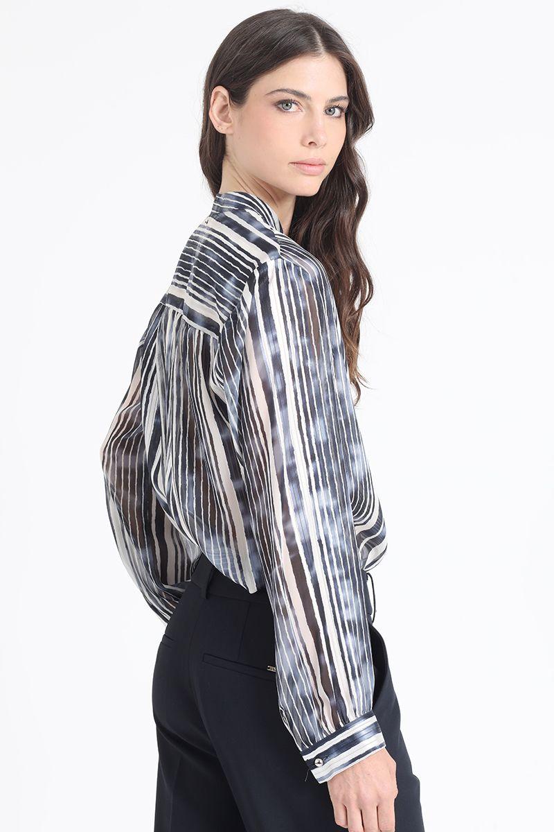 Blusa Con Lazo Y Cordon Fantasia, Azul Liola-2