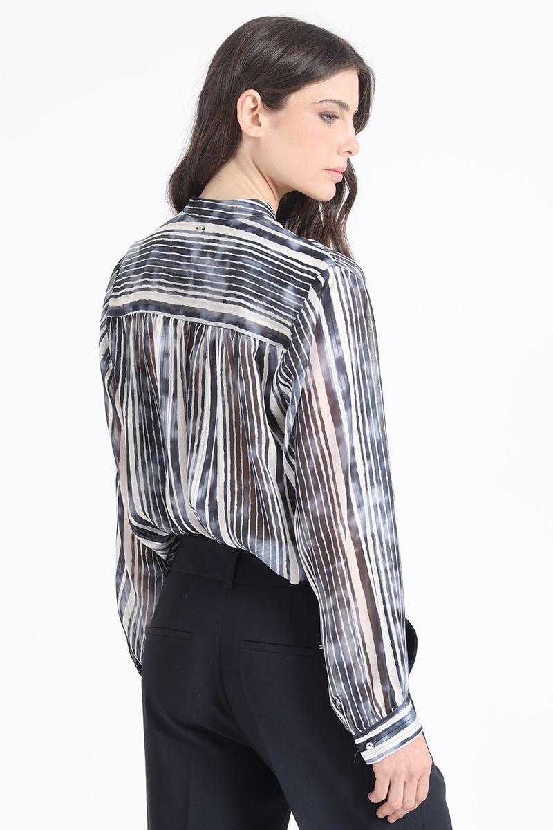 Blusa Con Lazo Y Cordon Fantasia, Azul Liola-3