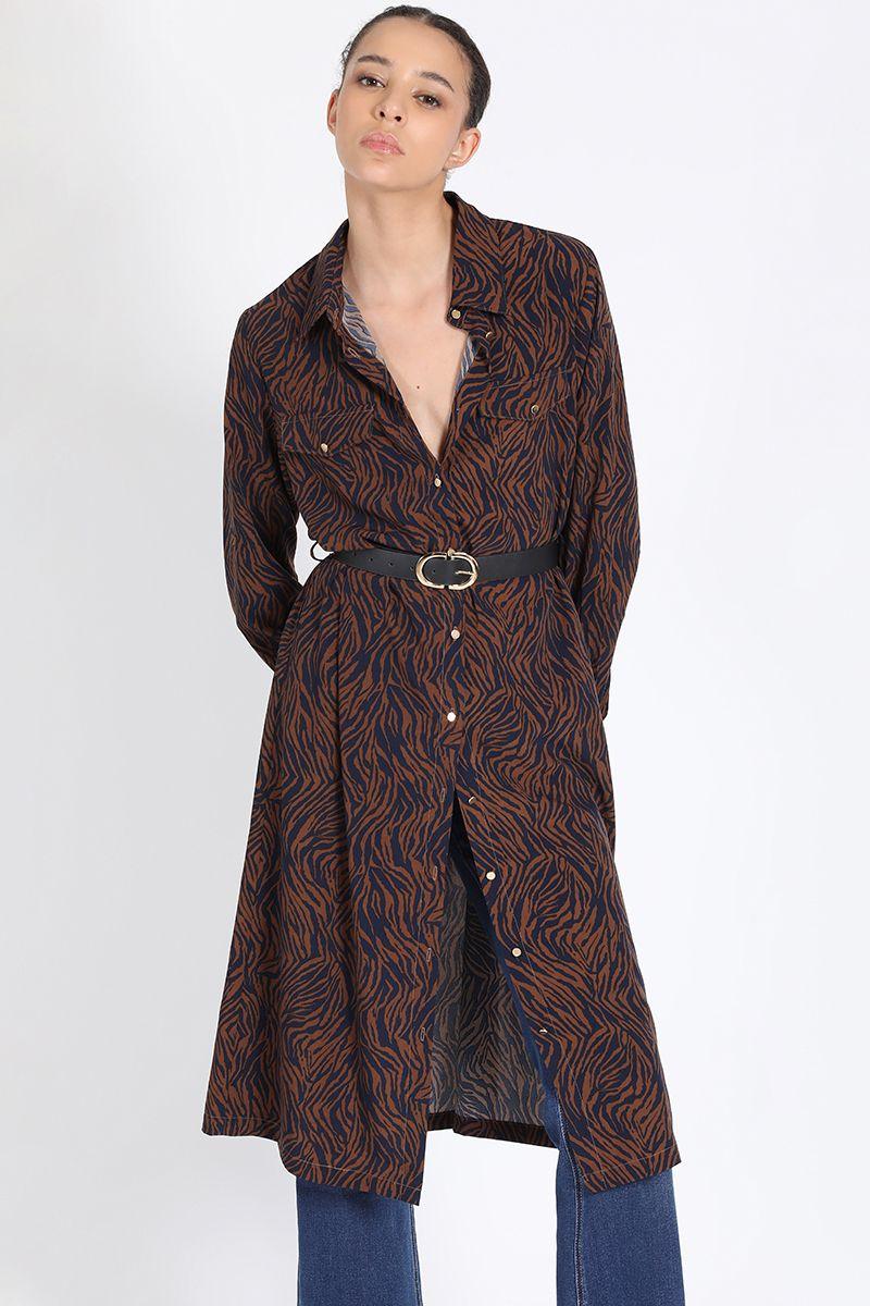 Vestido Midi Estampado, Negro Liola-4