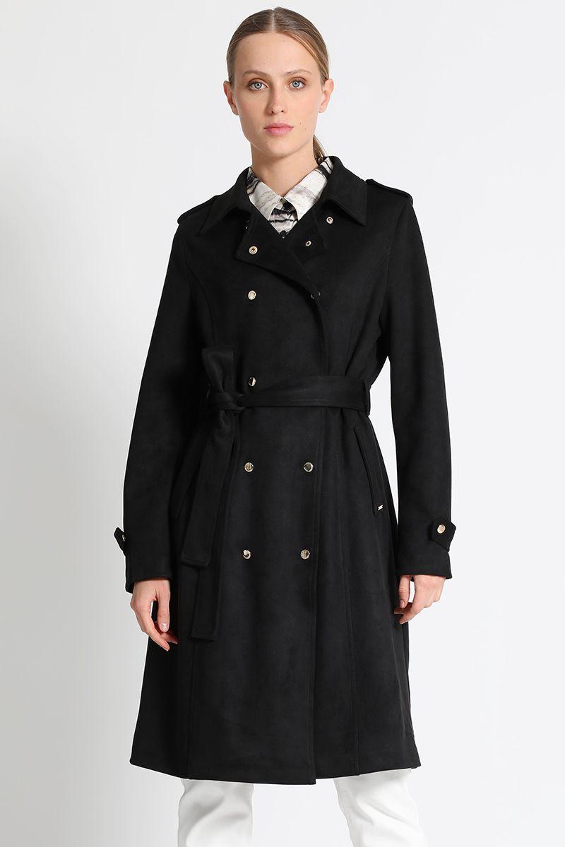 Trench Efecto Gamuza Negro Liola-0