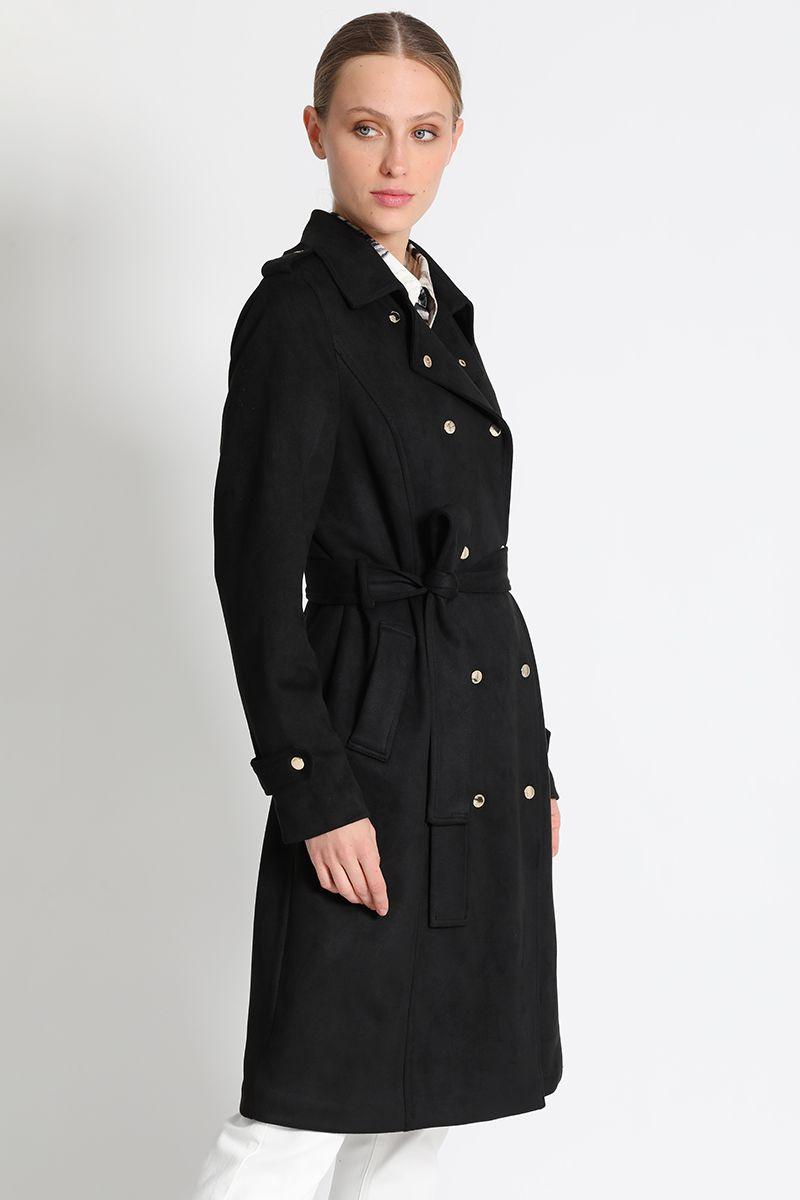 Trench Efecto Gamuza Negro Liola-3