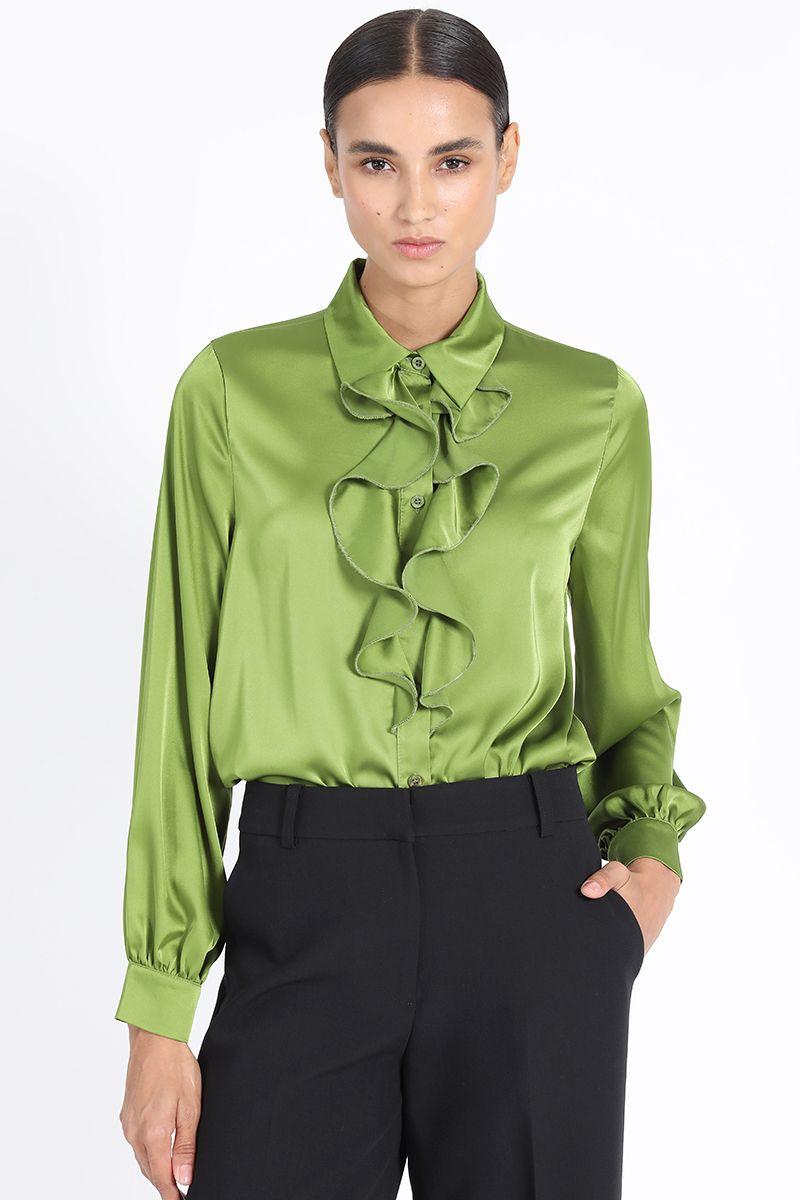 Blusa Camisera Vuelos Satin Verde Liola-0