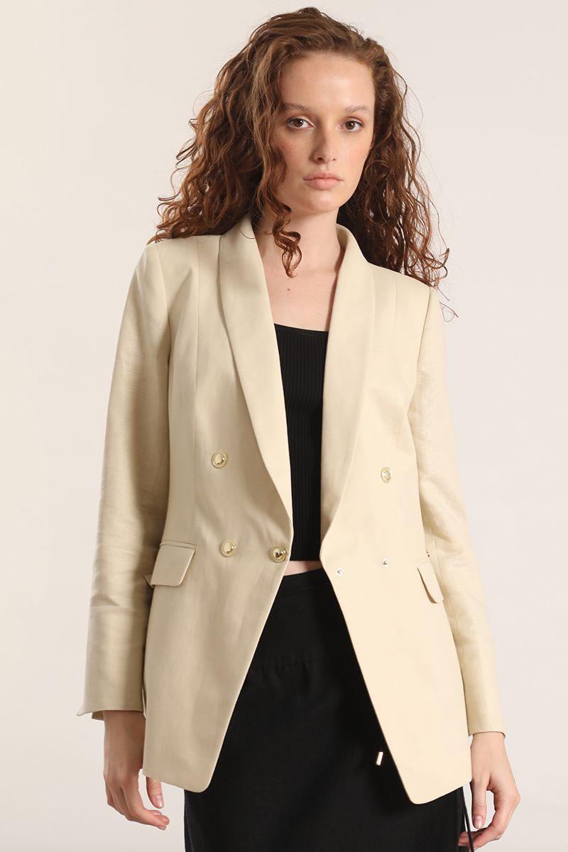 Blazer semi cruzado lino Liola mujer verde-0