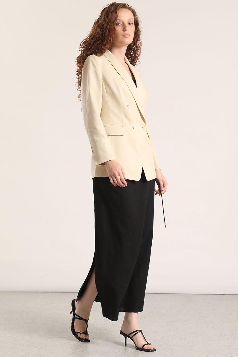 Blazer semi cruzado lino Liola mujer verde-1