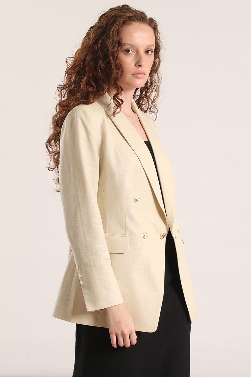 Blazer semi cruzado lino Liola mujer verde-2